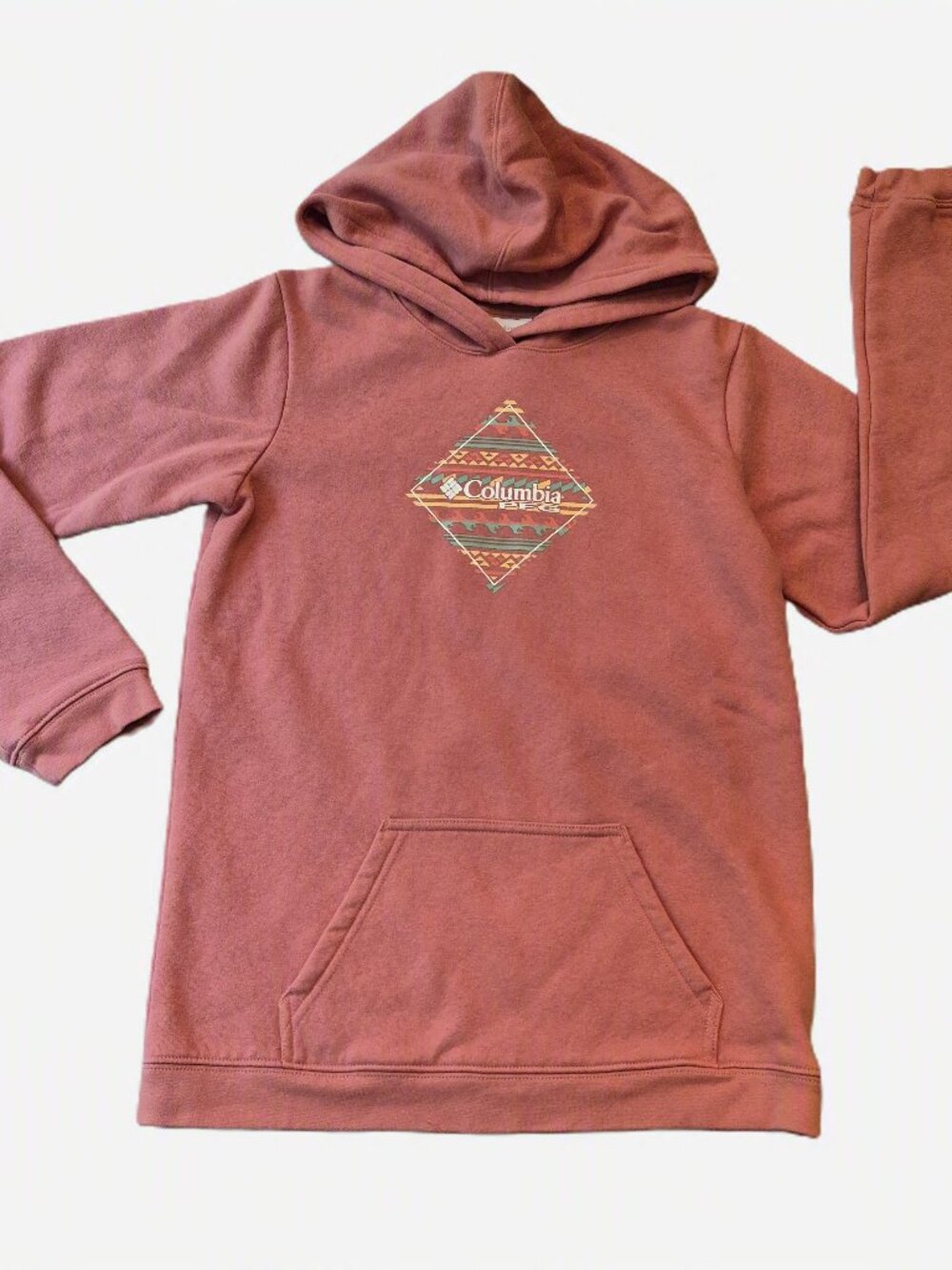 Columbia PFG Girls Youth Large Pink Graphic Pullover Hoodie Sweatshirt 14/16